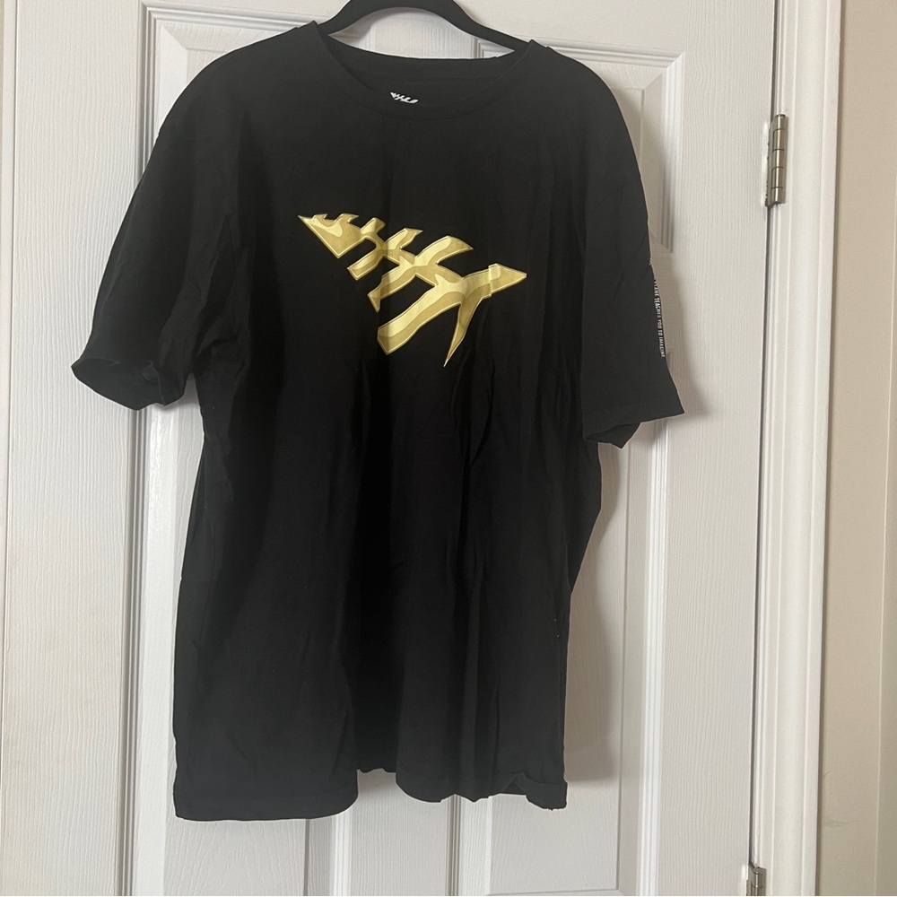 Black T-Shirt with Gold Design